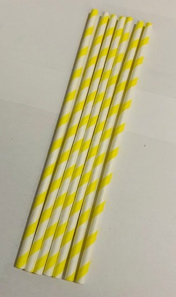Packs 100-200 Individually Wrapped Yellow & White Striped Paper Straws 6x200mm 